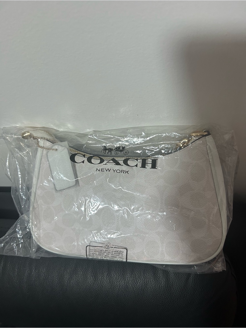 Coach Shoulder Bag in Pale Pink with Gold Hardware